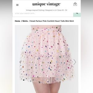 Smak Parlour Pink Confetti Heart Tulle Mini Skirt